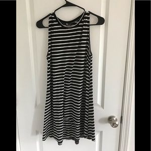 Black and white striped tank dress